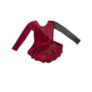 Girls Size 7-8 Red Crystal Figure Skating Dress
